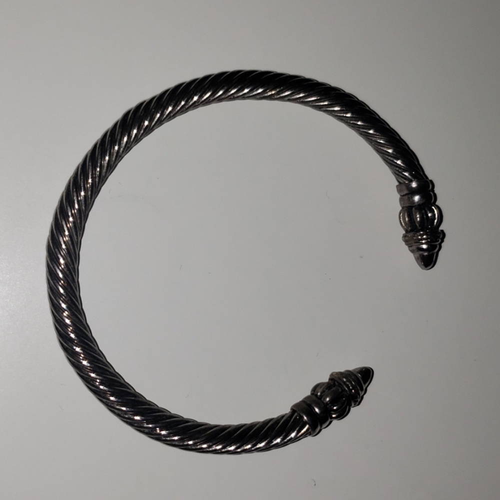 Silver open bangle bracelet